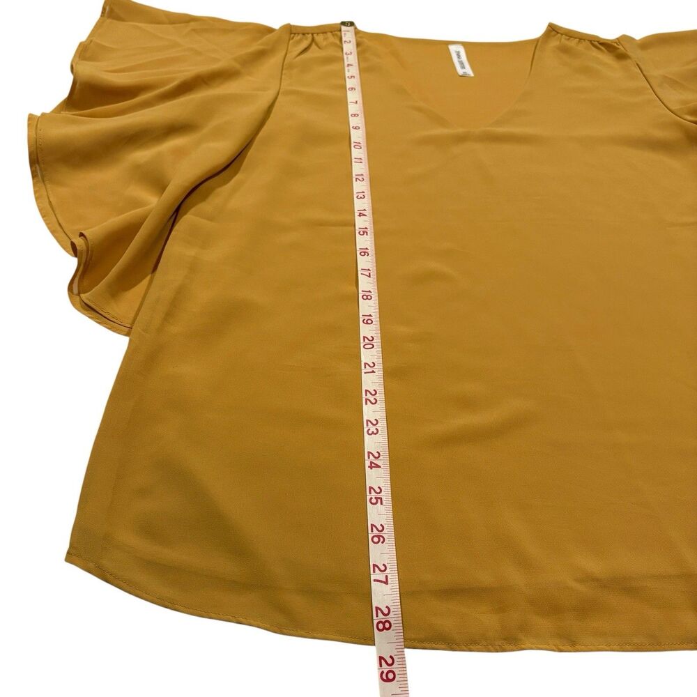 Zenana Outfitters Blouse XL Mustard Yellow Flutter Sleeve Lightweight  Women - Picture 7 of 9